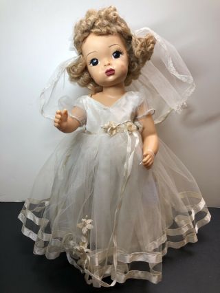 16” Vintage Antique Terri Lee Bride Wedding Dress Blonde & Brown Eye S