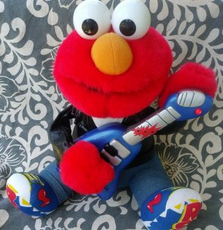 Vtg 1998 Tyco Rock N Roll Elmo Plush Plays Guitar & Sings