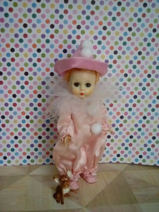 Vintage Madame Alexander Kins Doll 7 1/2 Inch Slw In Tagged Pink Clown Suit