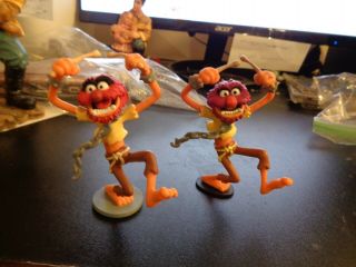 (2) The Muppets Crazy Drummer Animal Cake Topper Pvc Figure Disney 4 " Tall