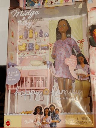 2002 Barbie Happy Family Pregnant Midge & Baby African American Version