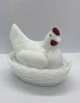 Westmoreland Milk Glass Small Hen On A Nest Salt Cellar Vintage Made In Usa