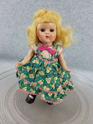 7 - 1/2 " Vintage Vogue Ginny Painted Lash Blonde Hair Doll With Tagged Dress