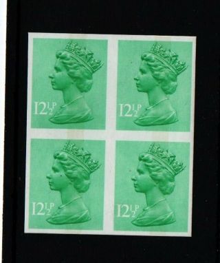 X898a 12 1/2 P Block Of 4 Stamps Total Imperf Mistake Error Mnh Sg £240