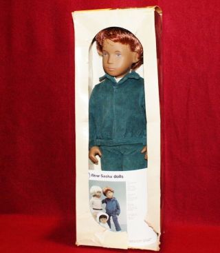 16 " Vintage 312 Sasha Doll Redhead,  Blue Eyes,  Turquoise Corduroy Suit,  Tag And Box
