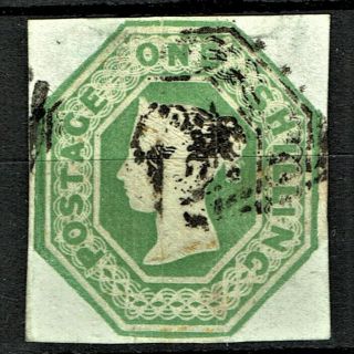 Gb Queen Victoria 1847 - 54,  1s Pale Green Sg54,  4 Margins,  Cds London,  Used/ Fu