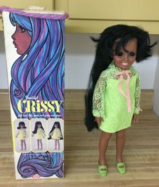 Sfb Vtg 1963 Ideal African American Black Crissy Grow Hair Doll W Box