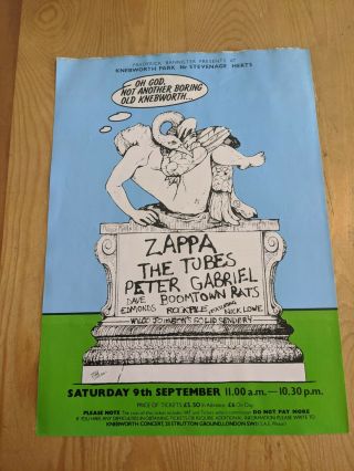 1978 Nebworth Frank Zappa The Tubes Peter Gabriel Poster Flyer 8 " X 12 " N Lowe