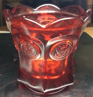 Fostoria Red Coin Glass Candy Dish Without Lid Vintage Style Vibrant Color