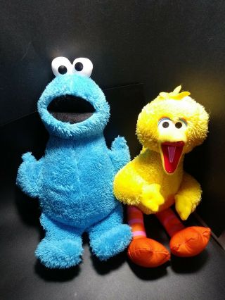 Kohls Cares Sesame Street Cookie Monster & Big Bird Plush Blue Stuffed Dolls