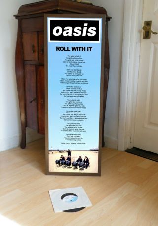 Oasis Roll With It Promotional Poster Lyric Sheet,  Brit Pop,  Blur.  Wonderwall