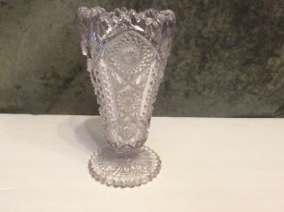 Vintage Deep Cut Crystal Glass Flower Bud Vase 6 1/2 "