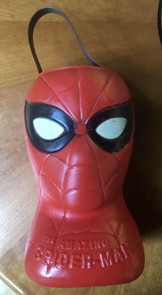 Vintage 1979 Spider - Man Halloween Bucket Marvel Renzi Blow Mold Spiderman