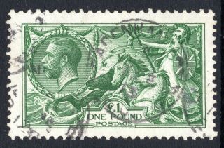 Gb / Uk 1913 £1 Green Sea Horse Stamp In Sg 403/4 Cv $2500