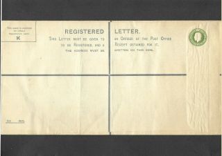 Ireland Stationery 1923 Kgv 5d Olive Green Registered Envelope Size K