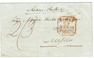 Great Britain 1847 London Cancel On Stampless Cover To Mexico