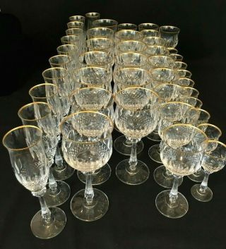 Mikasa Gold Crown Cut Crystal Water Goblets Wine Glasses Flutes Cordial Glasses