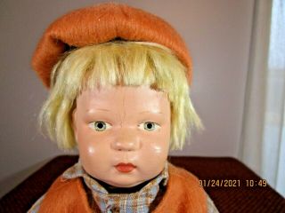 14.  5 " Antique Schoenhut Wood & Cloth Character Doll
