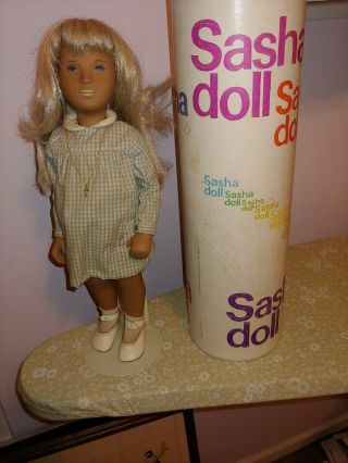Vintage Sasha Doll In Blue Gingham Dress With Tube - Very Rare