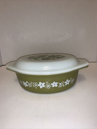 Vintage Pyrex 043 Oval Casserole Dish With Lid 1.  5 Qt Crazy Daisy Spring Blossom