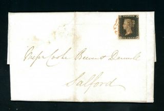 1840 (oct) Penny Black On Cover London To Salford With Red Maltese Cover (n033)