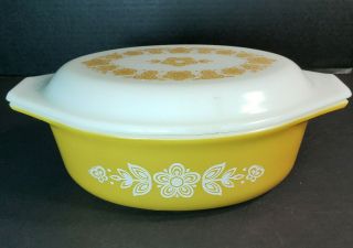 Vintage Pyrex Butterfly Gold Covered Casserole Dish 043 1.  5 Qt 943 Lid
