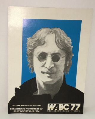 Vintage 1980 John Lennon Wabc 77 Radio York Top 100 Songs Memorial Abc