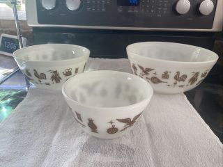 Pyrex Early American Pattern Set Of 3 Nesting Mixing Bowls