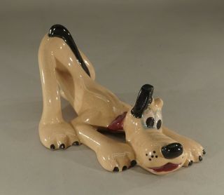 Vintage Walt Disney Pluto Ceramic Figurine 3 1/2 " Tall X 6 " Long