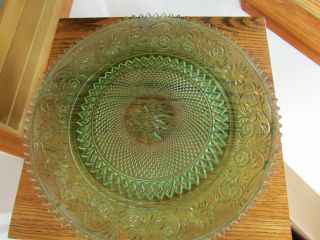 Vintage Tiara By Indiana Glass Torte Plate Sandwich Chantilly Green 12 1/4 " D