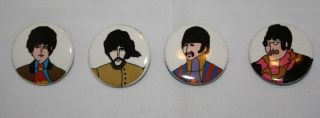 The Beatles Yellow Submarine Set Of 4 Pc.  Pin Back Button Vintage 1 1/4 " Round