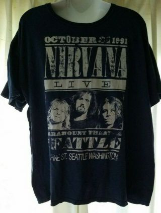 Nirvana Live Seattle Oct 31 1991 Black T Shirt Band Kurt Cobain Rock Apparel