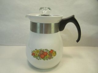 Vintage Corning Ware Stove Top Coffee Pot P - 166 Spice Of Life 6 Cup