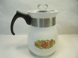 Vintage Corning Ware Stove Top Coffee Pot P - 166 Spice of Life 6 Cup 3