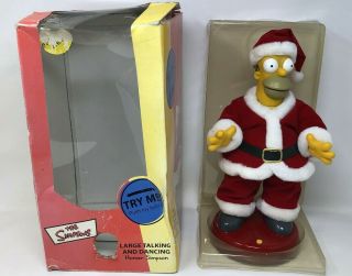 The Simpsons Large Talking & Dancing Homer Santa Claus Figure W/ Box