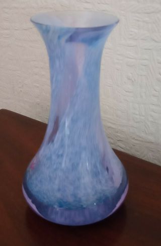 Caithness Blue / Lilac Swirl Glass Bud / Posy Vase