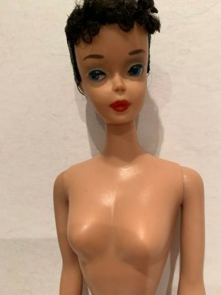 1960 Black Haired Ponytail Barbie With Small Curly Bangs.