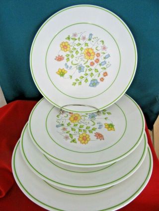 Set Of 4 Corelle Spring Meadow Dinner Plates 10 - 1/2 " Corning