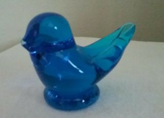 Glass Hand Made Blue Bird Of Happiness Figurine Leo Ward Signed 2019 Collectible