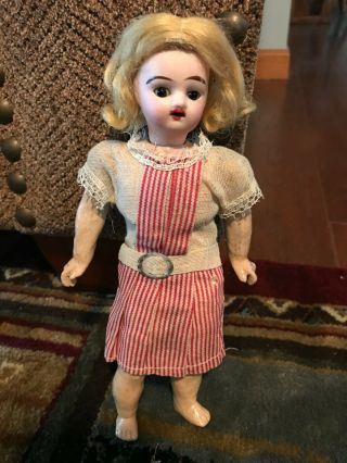 8 1/2 " Antique French Bisque Head Jumeau Bebe Stamped Small Child Girl Doll Nr