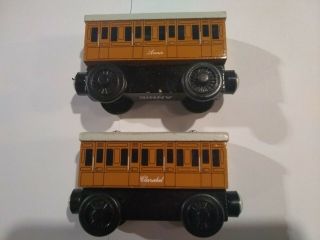 Thomas Wooden Railway Annie & Clarabel Passenger Coach cars Vintage 1997 2