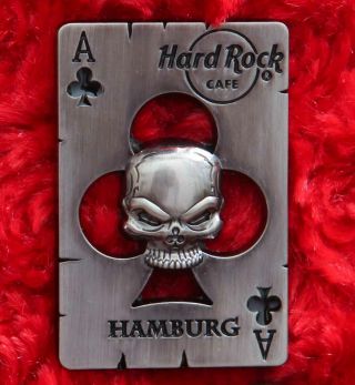 Hard Rock Cafe Pin Hamburg 3d Skull Poker Playing Card Club Hat Lapel Logo