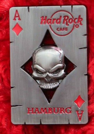 Hard Rock Cafe Pin Hamburg 3d Skull Poker Playing Card Diamond Hat Lapel Logo