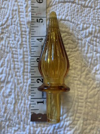 Vintage Amber Glass Decanter Stopper Italian Empoli Genie Bottle Stopper Only