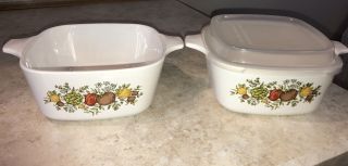 Set Of2corning Ware Spice Of Life Vintage Dish 2 3/4 Cup P - 43 - B Small Casserole