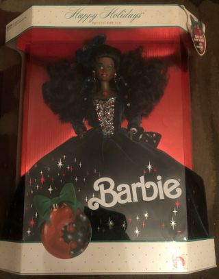 Happy Holidays Barbie 1991 African American Never Taken Out Of Box