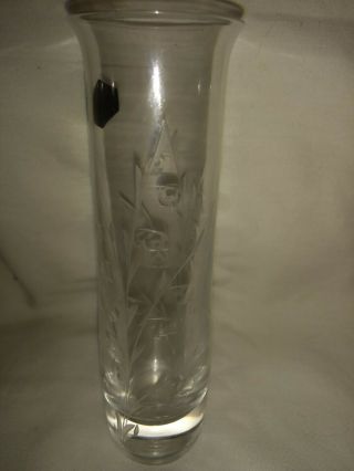 VINTAGE ST LOUIS CRYSTAL Clear Glass Etched Bud Vase France 6 1/2 