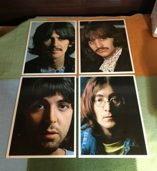 The Beatles White Album Set Of 4 Photos John Paul George Ringo Color Glossy