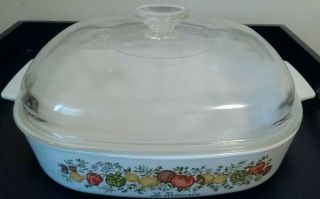 Vintage Corning Ware Spice Of Life 10 " Covered Casserole Dish W/ Pyrex Lid