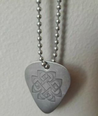 Breaking Benjamin Guitar Pick Chain Necklace Silver Metal Black Celtic Knot